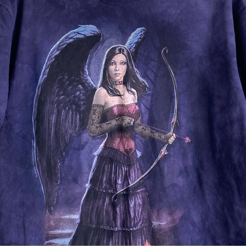 The Mountain Dark Cupid Angel Archer Fantasy T-Shirt Purple Tie Dye Medium Goth - Picture 2 of 8